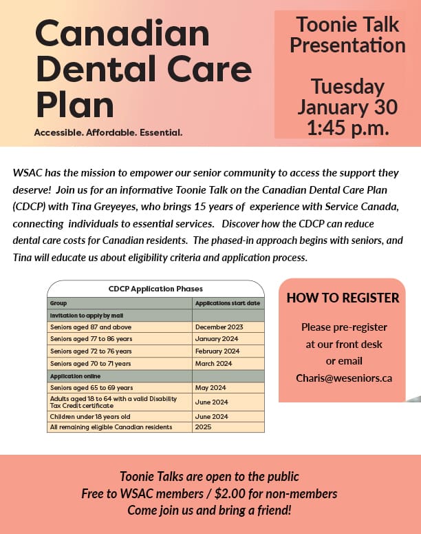 TOONIE TALK - The new Canada Dental Care Plan (CDCP) - Westend Seniors ...